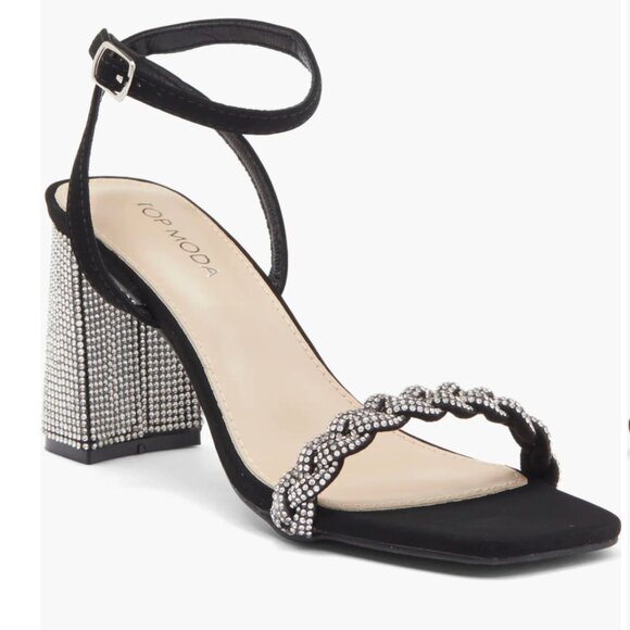 NIB TOP MODA Rhinestone Ankle Strap Sandal  -- size 7.5 - Picture 1 of 8